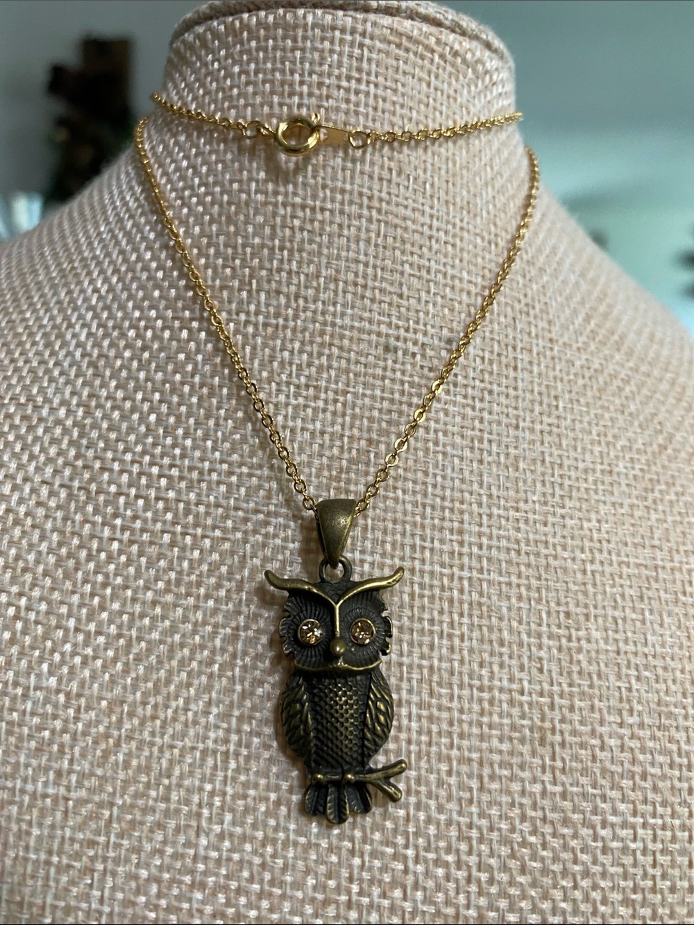 Gold Owl Pendant Necklace